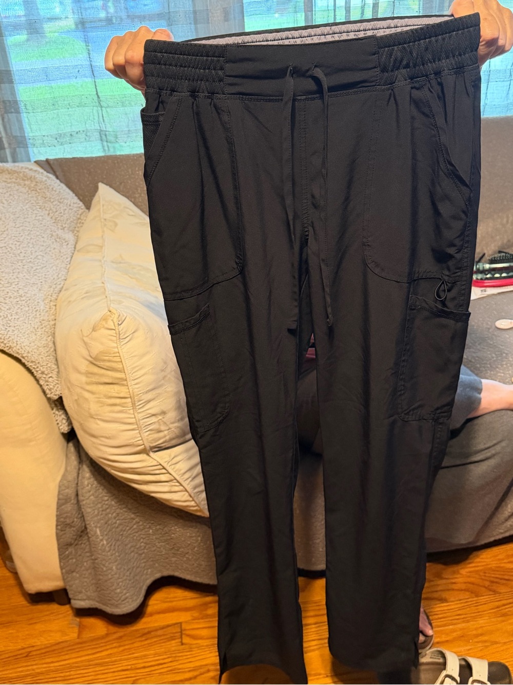 Scrubstar Black Women’s Cargo Scrub Pants with Drawstring Waist